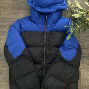 Polo by Ralph Lauren Blue and Black Puffer Jacket with Hood